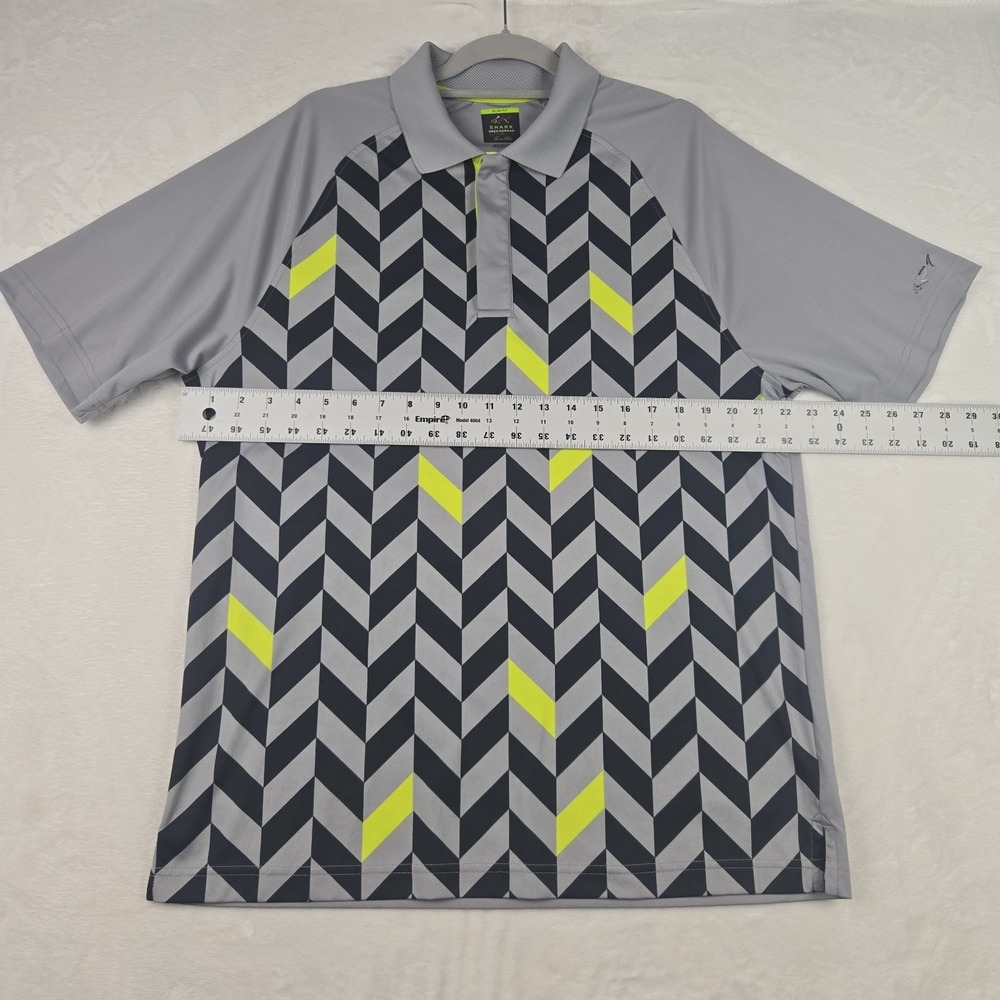 Shark by Greg Norman for Tasso Elba Gray & Lime Green Polo Size Large Snaps - Picture 8 of 10